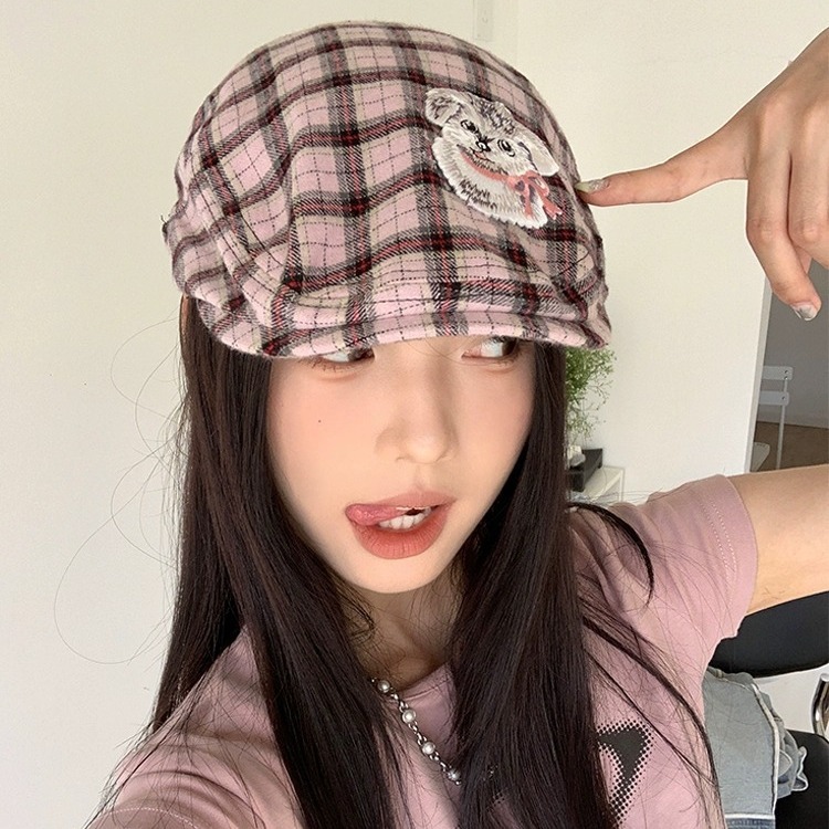 日系y2k甜酷辣妹反戴贝雷帽女可爱街拍复古前进鸭舌帽子显脸小
