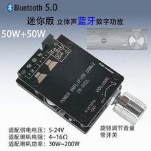 迷你版20W30W40W50WX2蓝牙5.0数字功放板旋钮调节音量带开关 502L