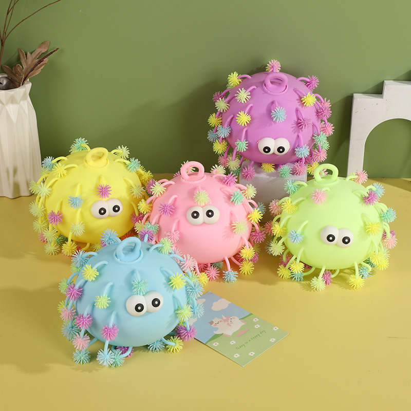 Stall Flash Hair Ball Toys Color Convex Snowflake Caterpillar Children's Fun Luminous Vent Decompression Hairy Ball