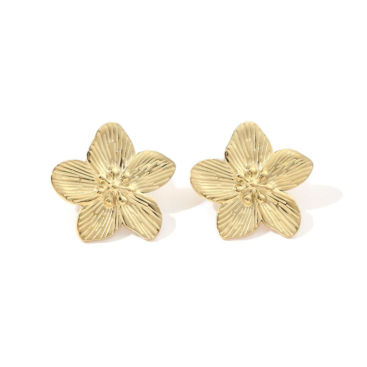 New Women's Cherry Blossom Stainless Steel Studs 18K Gold Color Protection Electroplated Women's Large Flower Titanium Steel Earrings Earrings for Women