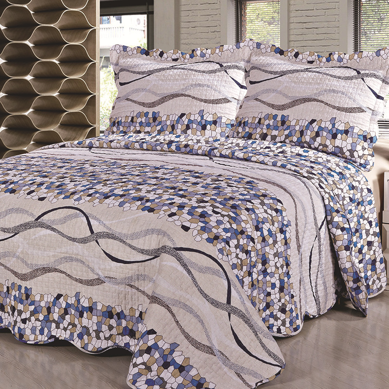 Factory Wholesale Brushed Printing Quilted Three-Piece Quilted Polyester Sheet Bedspread Summer Air Conditioning Duvet Home Cover Blanket