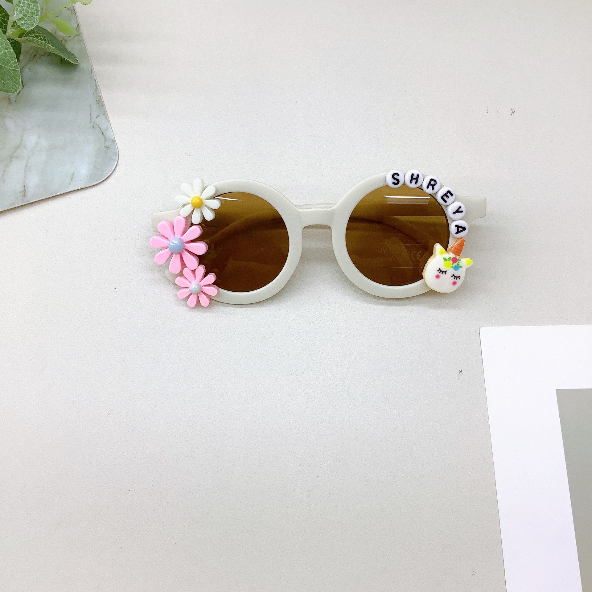 New Kids Sunglasses Travel Sun-Proof UV Protection Unicorn Flower Letter Baby Sunglasses Tide