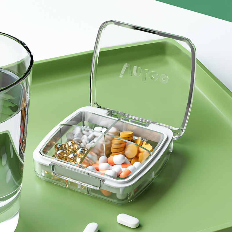 New Fashion Pill Box Portable Dispensing Storage Box Home Transparent Simple Desktop Portable Family Medicine Box