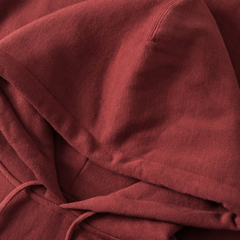 莫兰迪色系 简约栗色宽松连帽卫衣秋冬纯色加绒深红色帽衫