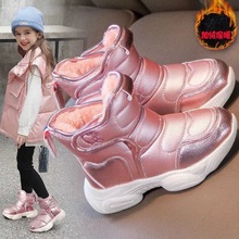 女童雪地靴加绒加厚2023冬季新款韩版女学生棉靴中帮儿童休闲靴