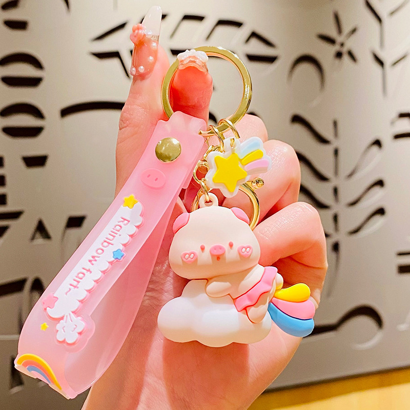 Cartoon Creative Jelly Glass Bear Car Key Ring