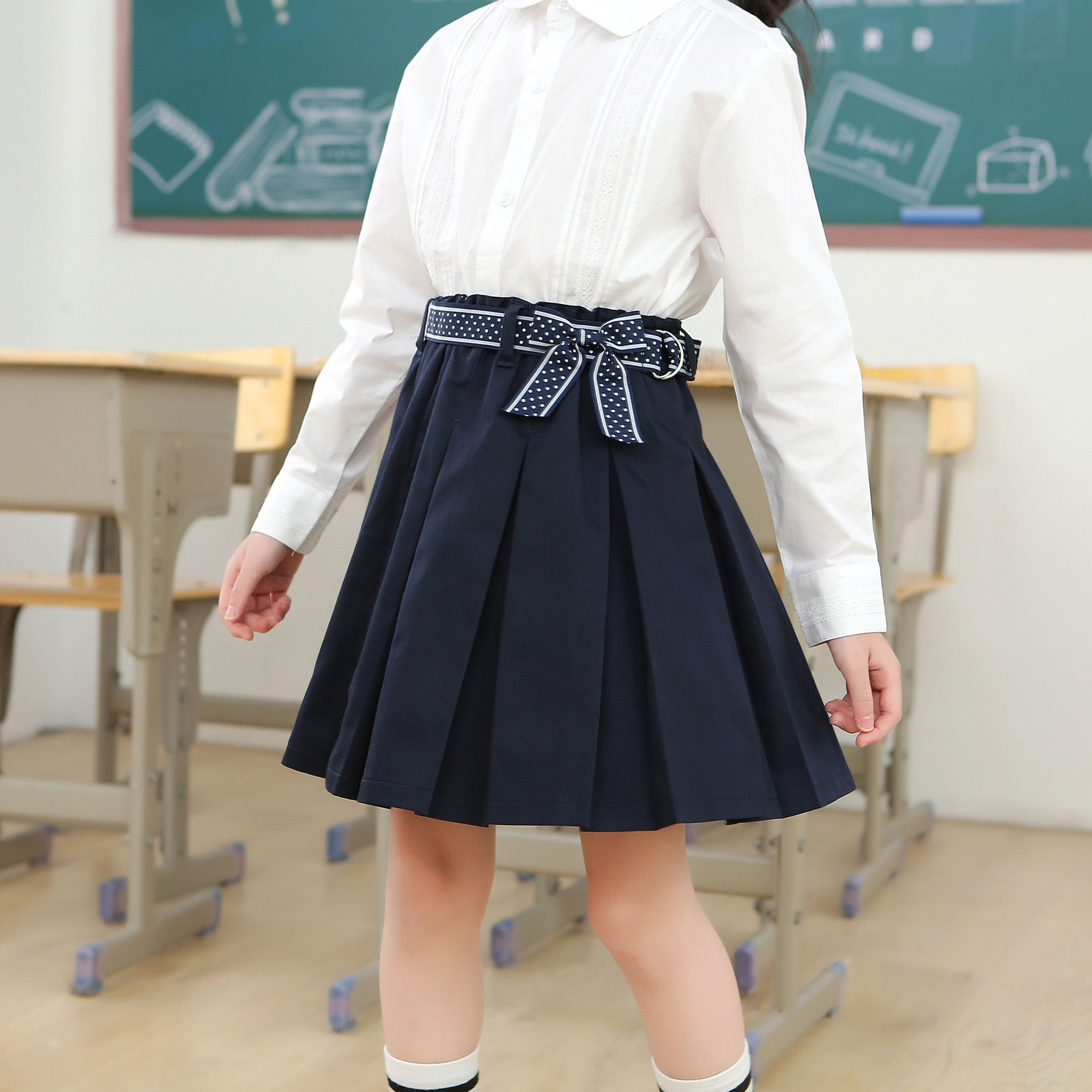 女童短裙洋气英伦风小女孩校服半身裙2021新款小学生防走光百褶裙