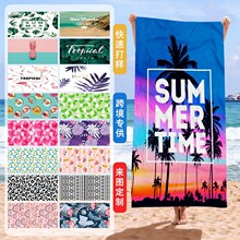 跨境直供ins风海洋动物沙滩巾来图印刷海边游泳速干浴巾毛巾批发