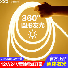 12V霓虹柔性软灯带led24V线条灯管圆形360度装饰户外防水广告高亮