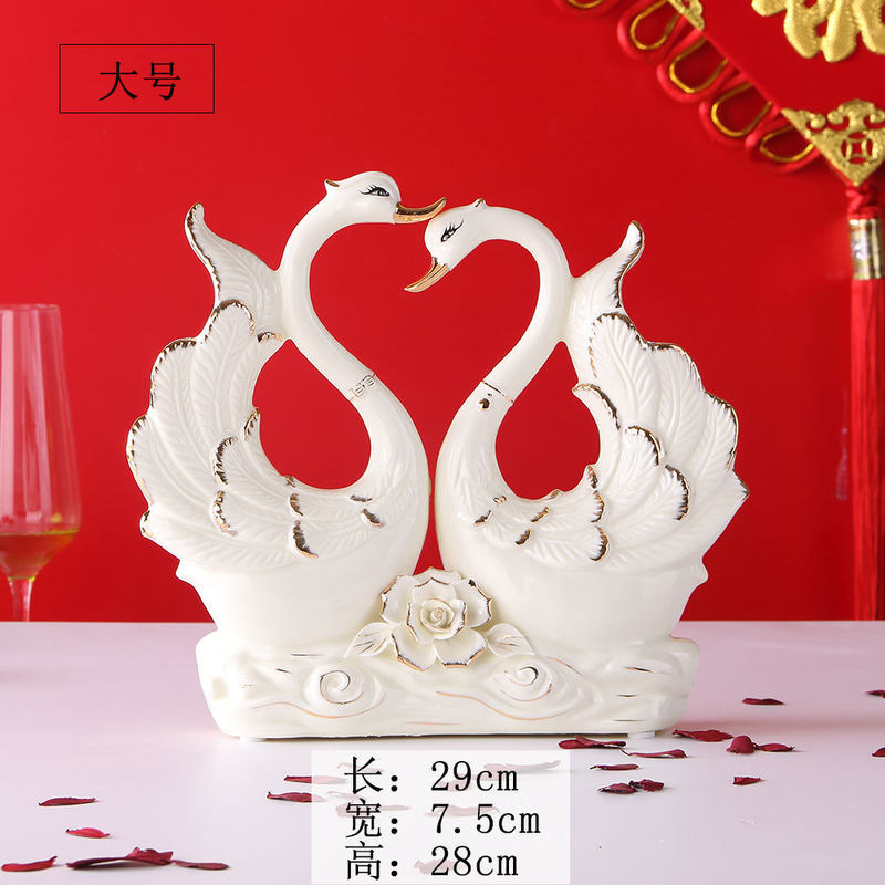 Swan Ceramic Decoration Home Ornament Living Room Desktop Decoration Creative Girlfriends Wedding Gift Factory Direct Supply Wholesale