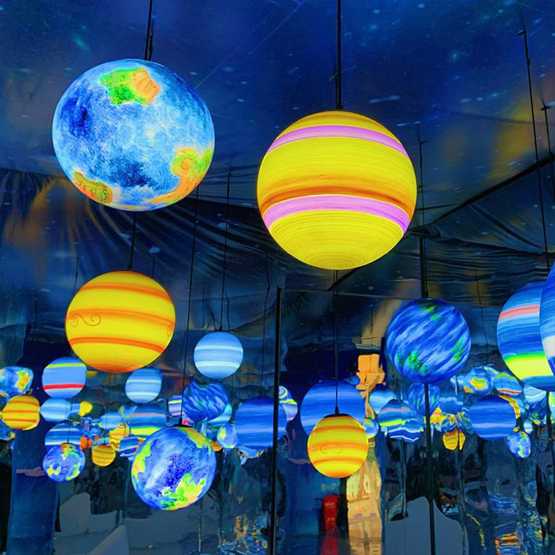 4s店空中吊饰商场店铺挂饰星空主题装饰天花板吊顶亚克力星球灯