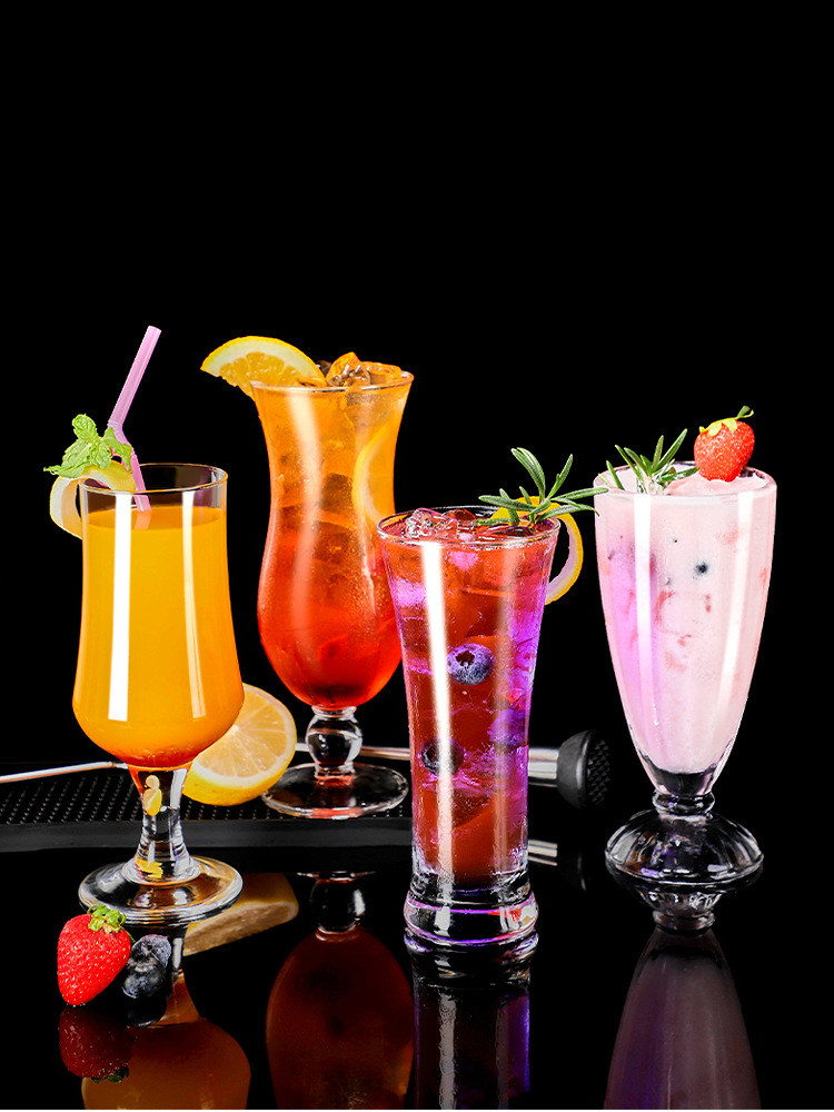 玻璃杯果汁杯冷饮杯长饮杯网红家用创意大饮料杯沙冰奶昔甜品品杯