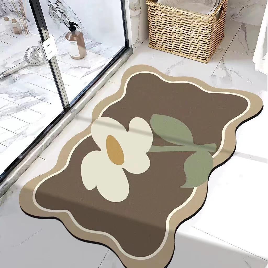 Diatom Ooze Floor Mat Flower Bathroom Soft Hydrophilic Pad Non-Slip Toilet Carpet Doorway Mat Simple Wholesale Easy Care