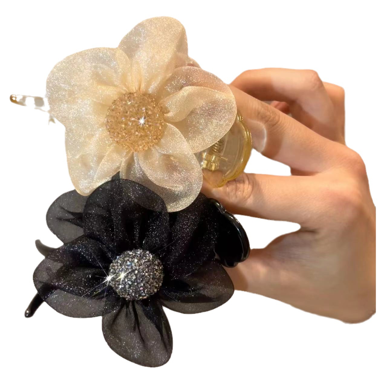 Light Luxury Mesh SUNFLOWER Hair Ring Flower Ponytail Bun Mesh Hair Accessories Updo Hairpin Female Hair Ring Grip