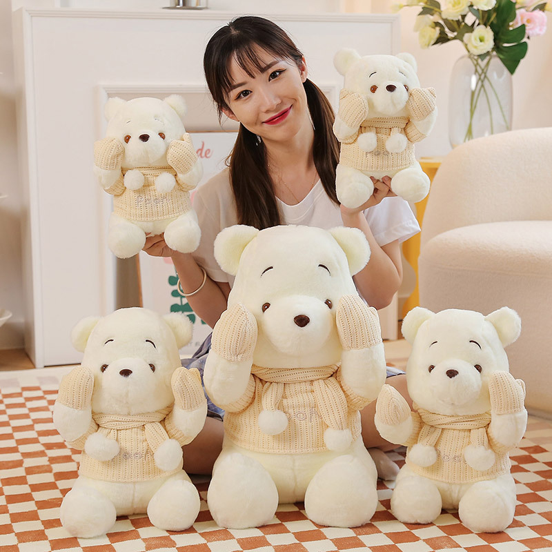 新款冬日暖暖白熊公仔毛衣熊玩偶毛绒玩具抱枕生日礼物商场批发女