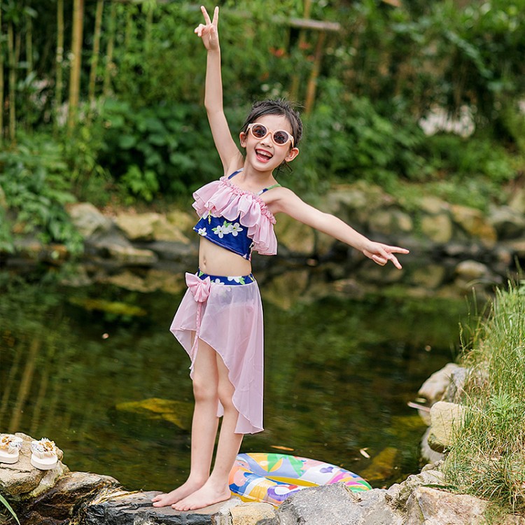 女童泳衣2022年新款超仙夏季韩国ins公主裙式t台走秀洋气儿童泳装