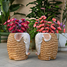 户外花园入户庭院园艺装饰大象花盆摆件大口径动物花缸橱窗美陈