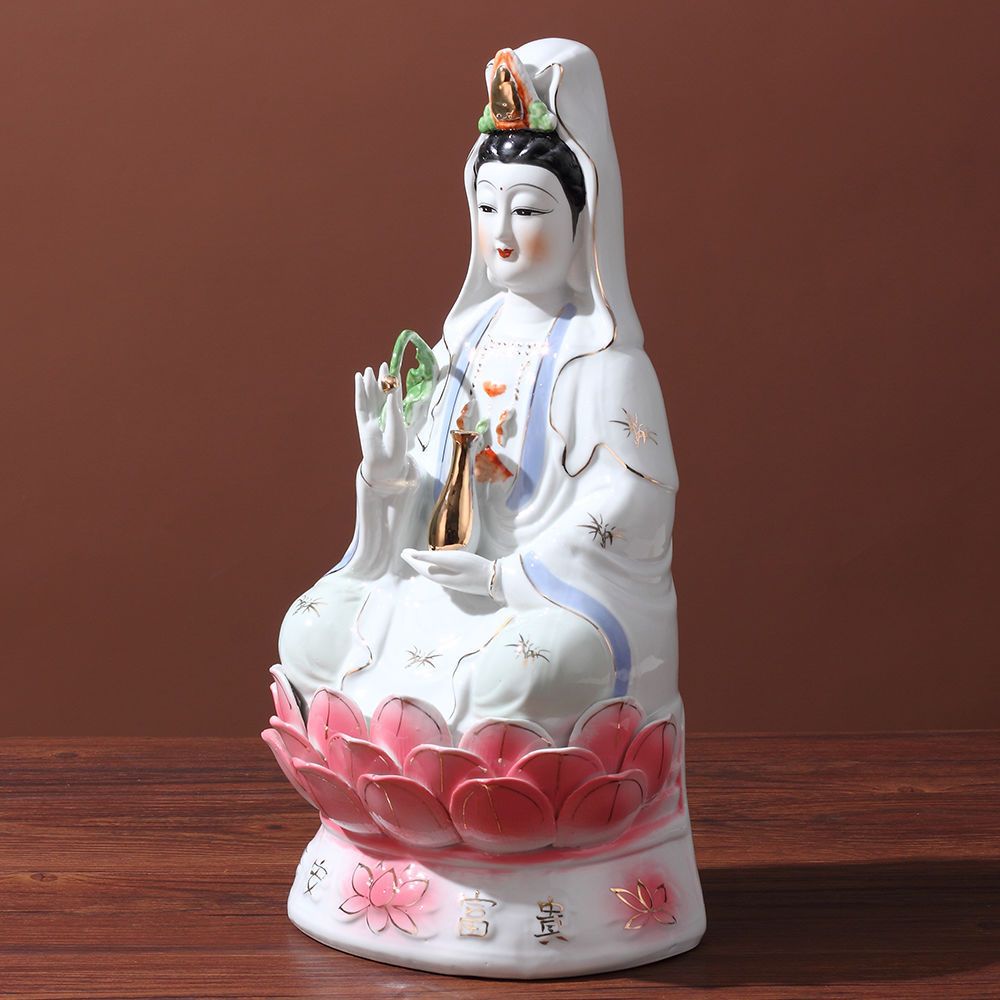 陶瓷观音菩萨观音神像家用南海观世音菩萨佛像精品摆件