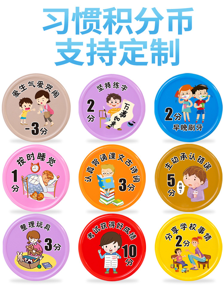 塑料积分币儿童奖励币好习惯自律币兑换卡小学生幼儿园学习币代币