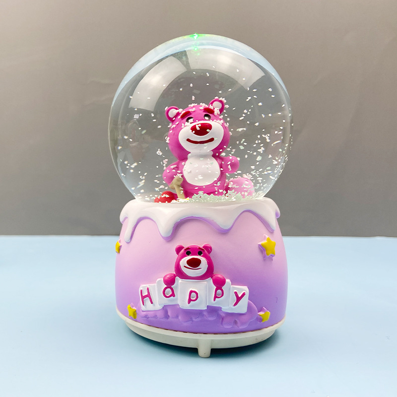 Best-Seller on Douyin Strawberry Bear Star Lamp Crystal Ball Luminous Luminous Glass Ball Factory Wholesale Children's Holiday Gifts