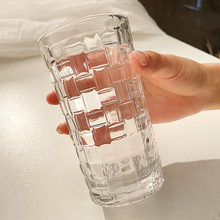 3DWF藤编玻璃杯ins清新森系家用浮雕水杯果汁咖啡冷饮杯宿舍学生