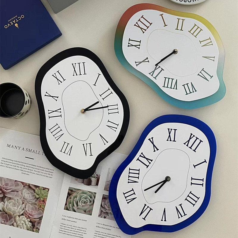 大号创意复古不规则扭曲挂钟ins风桌面时钟静音家用挂墙装饰钟表