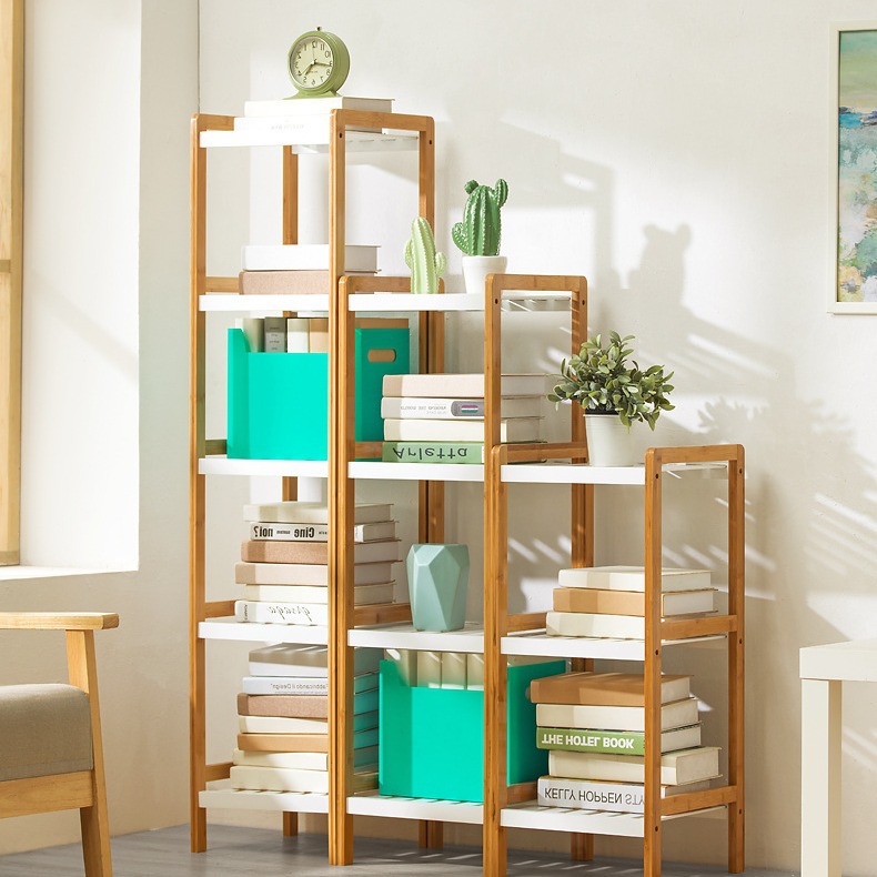 简易书架置物架简约现代收纳架实木多层落地儿童学生书柜-阿里巴巴
