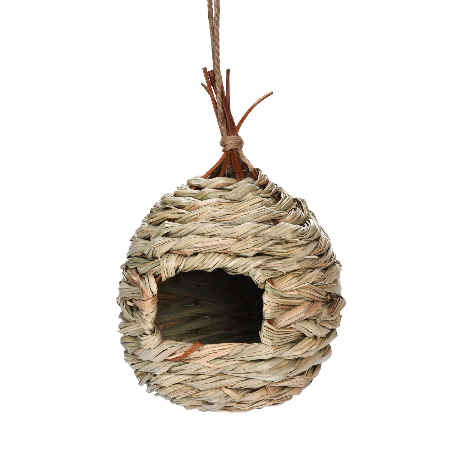 跨境新款球形hummingbirdhouse鸟屋 创意园艺装饰宠物草编鸟窝