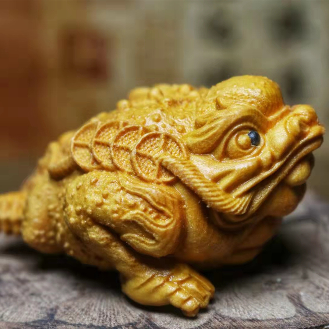 崖柏木雕刻抖音网红手把件金蟾摆件文玩工艺品一件代发厂家批发