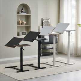 家用床边气动升降桌可折叠桌面沙发边小桌子可自由调节高度办公桌