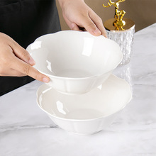 花边创意汤碗网红感餐具 ins日式陶瓷水果沙拉碗白色家用面碗