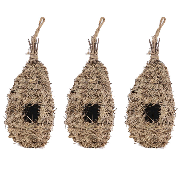 创意手工草编织宠物鸟窝山草材料椭圆鸟屋园艺装饰鸟巢