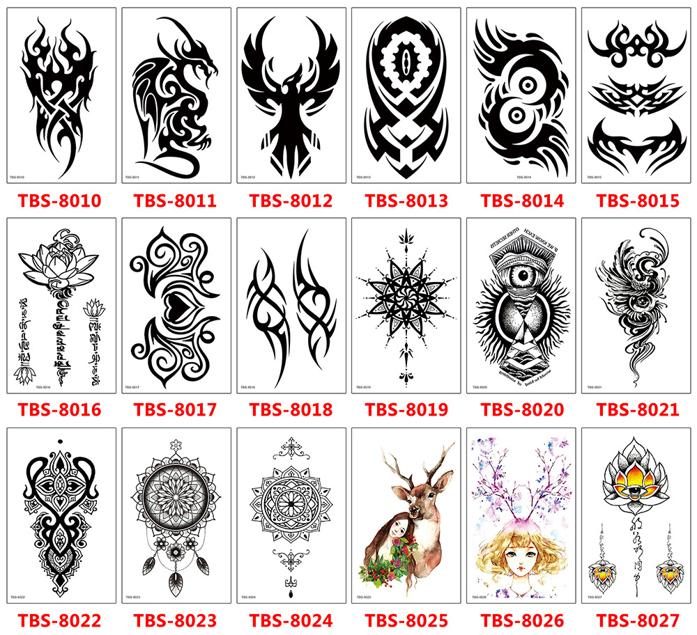 黑色图腾纹身贴 刺青狼头一次性花臂纹身贴纸 欧美定制批发tattoo