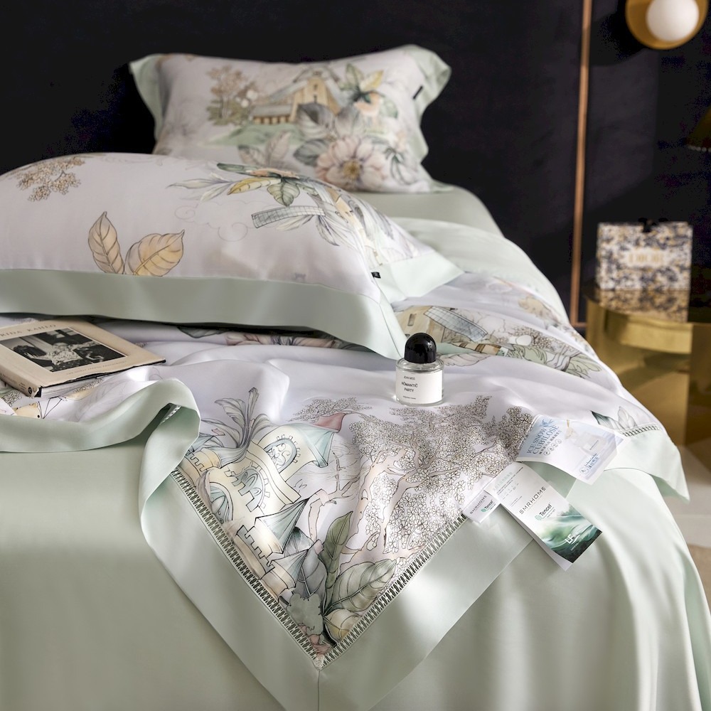 南通100支兰精天丝夏凉被空调被4件套莱赛尔纤维数码印花凉感薄被