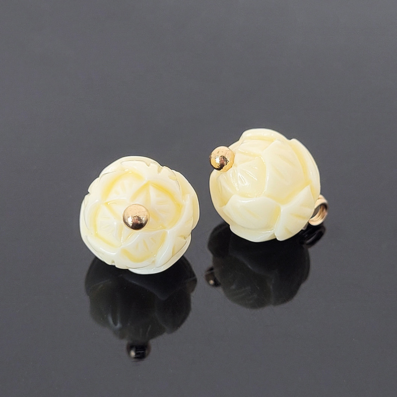 Ancient Style Cheongsam Lotus Imitation Jade Button Shell Material Retro Tang Suit Headdress for Han Chinese Clothing Pearl Buckle Button Wholesale