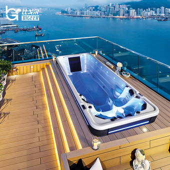 别墅逆流冲浪无尽泳池健身房恒温加热spa户外亚克力无边际游泳池