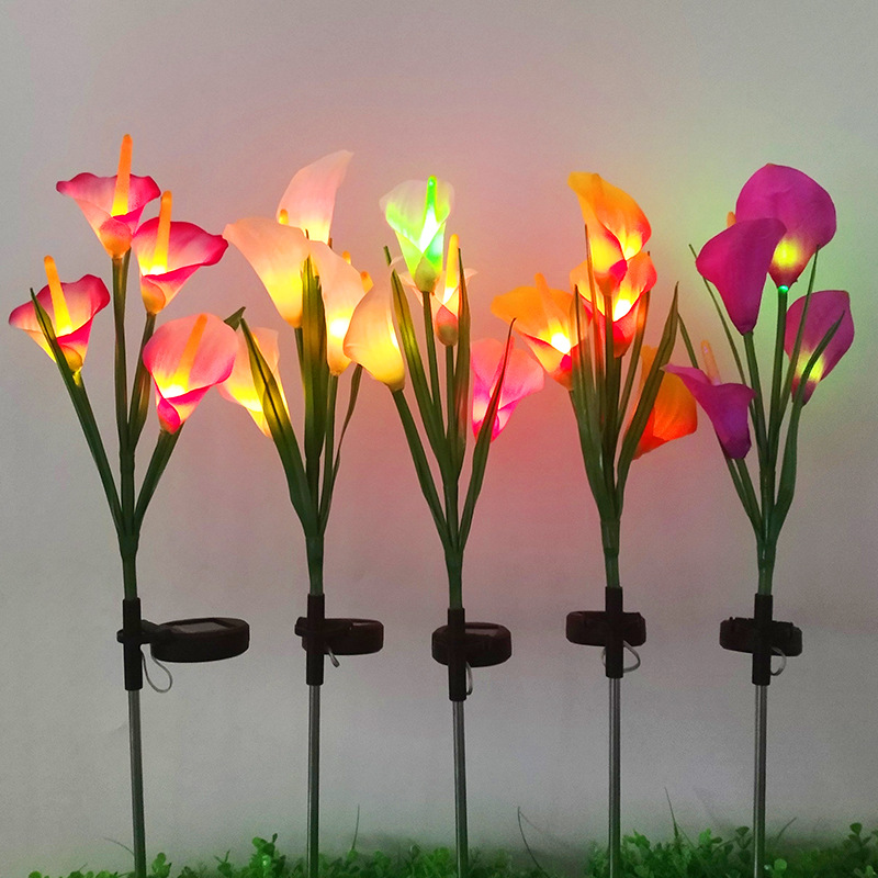 Solar Lawn Lamp Led Simulation Common Calla Festive Lantern Outdoor Waterproof Courtyard Garden Floor Landscape Lamp