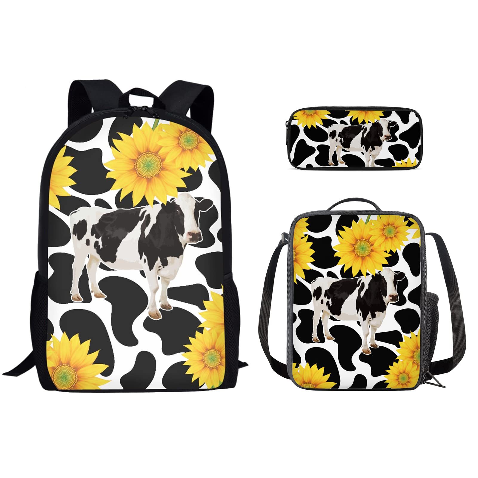亚马逊热卖印花书包学生双肩包向日葵三件套儿童书包来图印刷