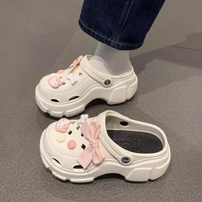 厚底洞洞鞋女款2024新款防滑软底沙滩增高踩屎感eva凉拖鞋夏外穿