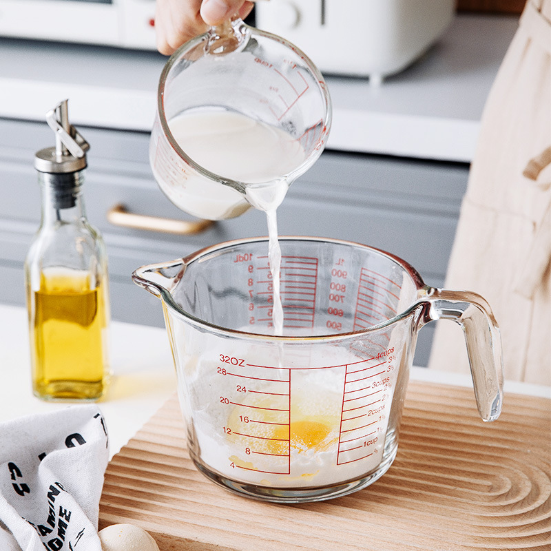 Glass Scale Bowl Measuring Cup with Scale Large Capacity Thickening Glass Baking at Home Glass Water Cup