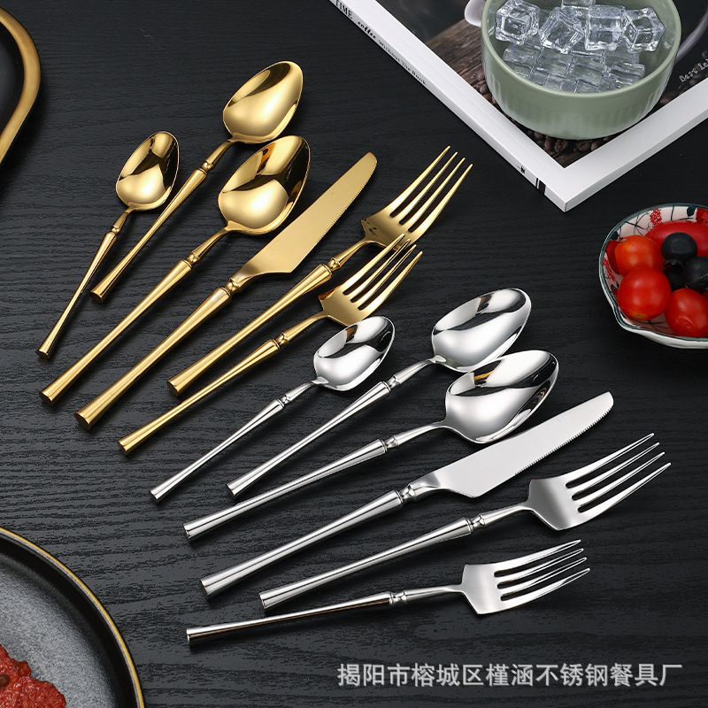 304 Stainless Steel Western Food Knife, Fork and Spoon Tableware Creative Solid Small Waist Steak Knife and Fork Restaurant Household Coffee Spoon