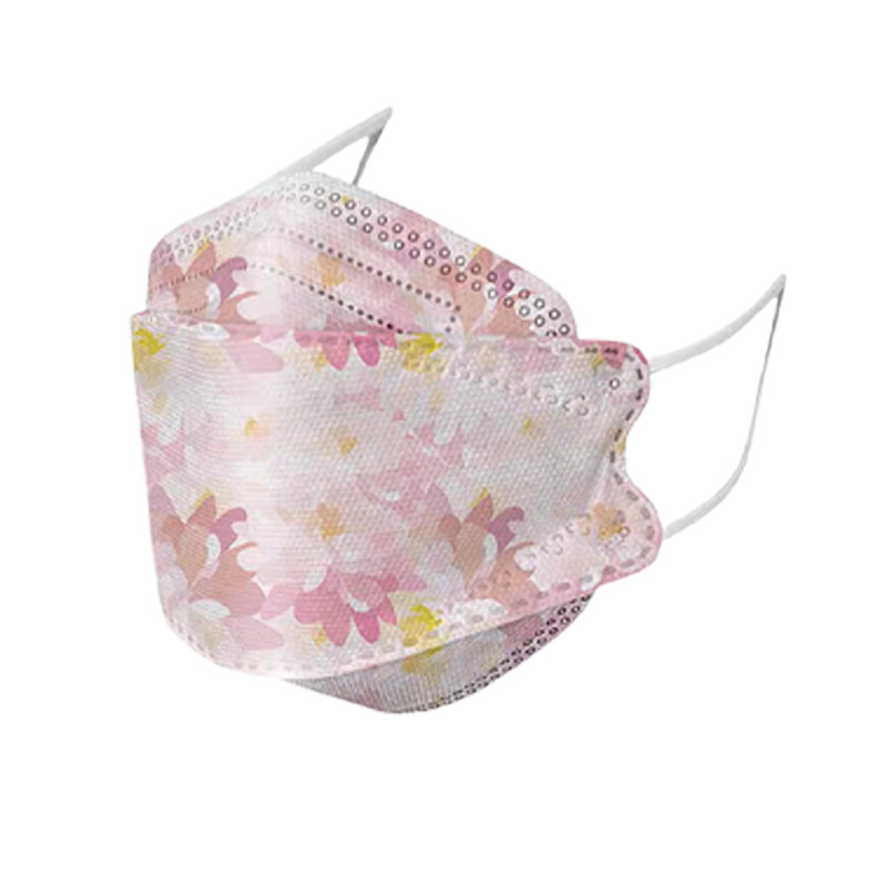 3d立体kf94口罩鱼型柳叶型kn95四层防护花卉印花口罩10个包装