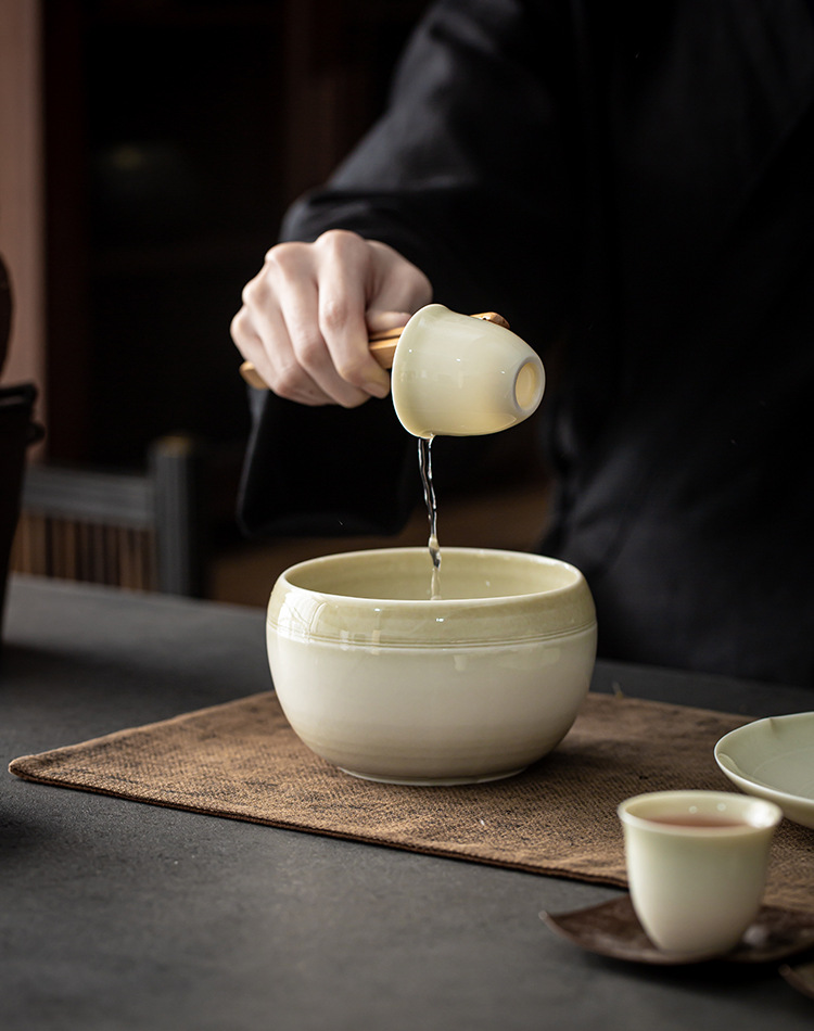 草木灰杯洗茶盂茶洗家用建水小号日式茶具配件干泡禅意茶渣缸