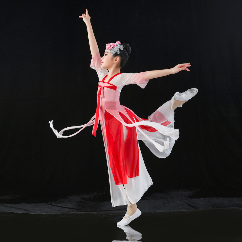 古装汉服舞蹈服女童童装女童春秋季儿童中大童唐装汉服表演服中国风中