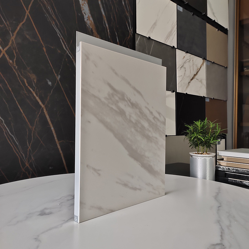 全隐3mm岩板柜门板定做 国产哑面j款银白边框厂家岩板门板批发