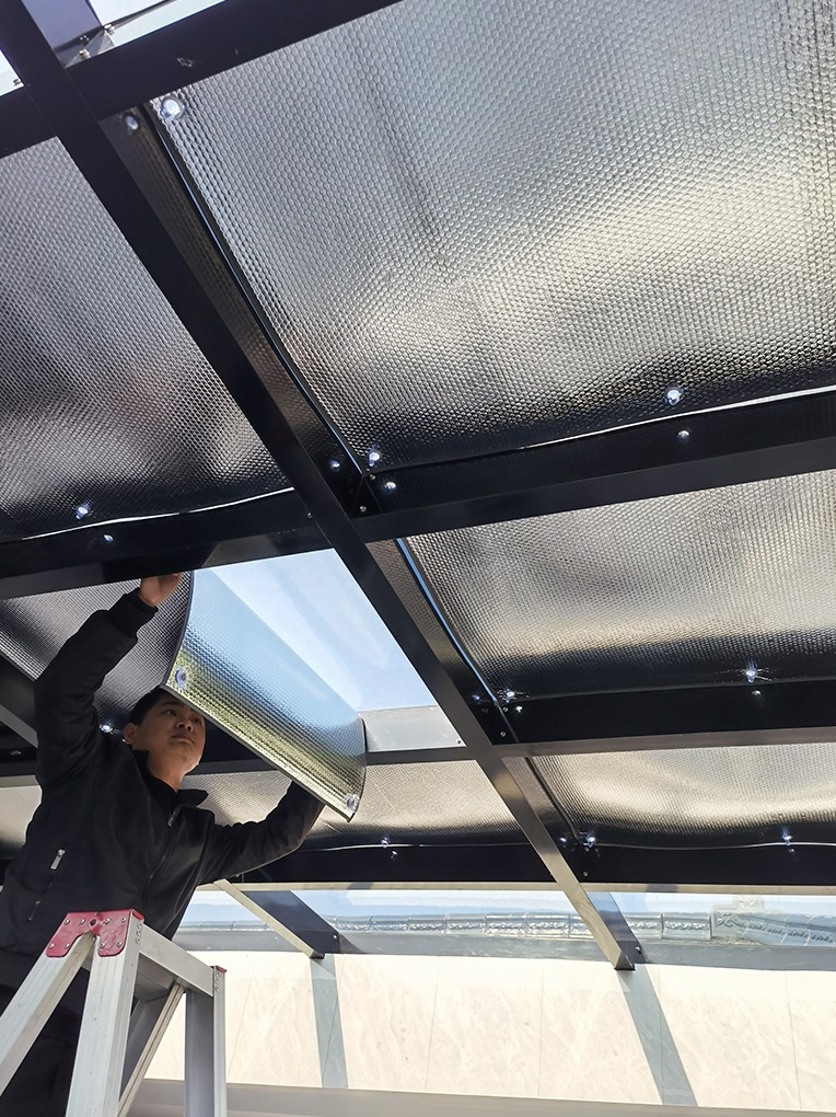 阳光房遮阳顶帘隔热防晒布室外棚遮阳布阳台玻璃挡光遮光天棚窗帘