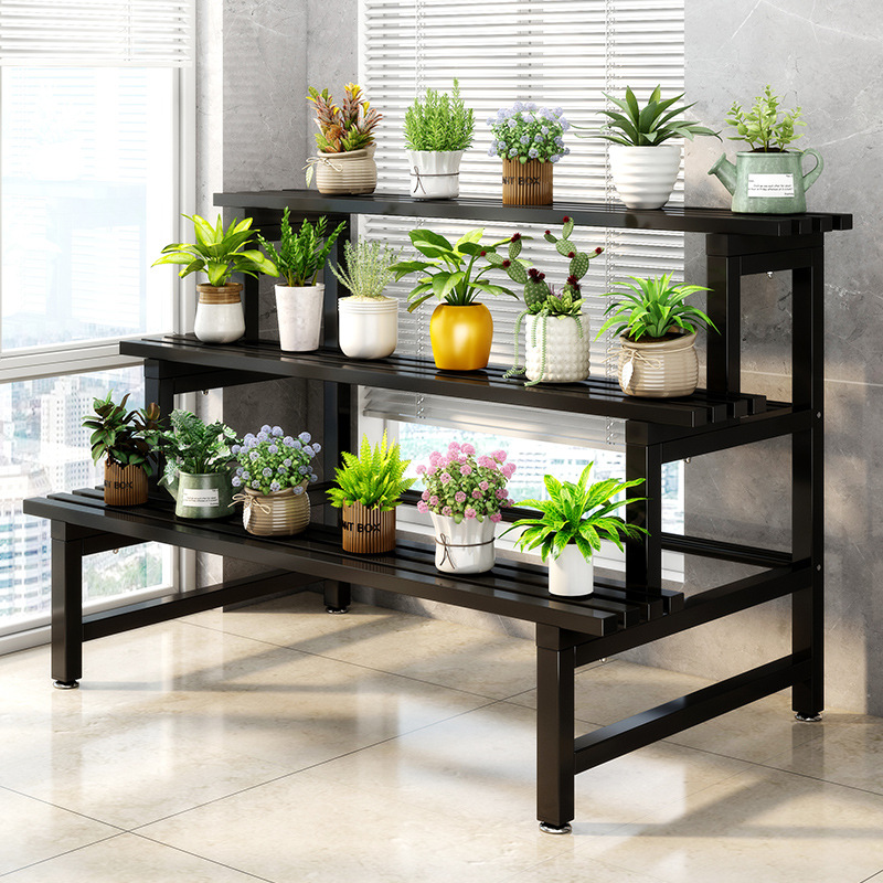 不锈钢花架阳台铁艺阶梯落地式多层置物架户外室外装饰多肉花盆架