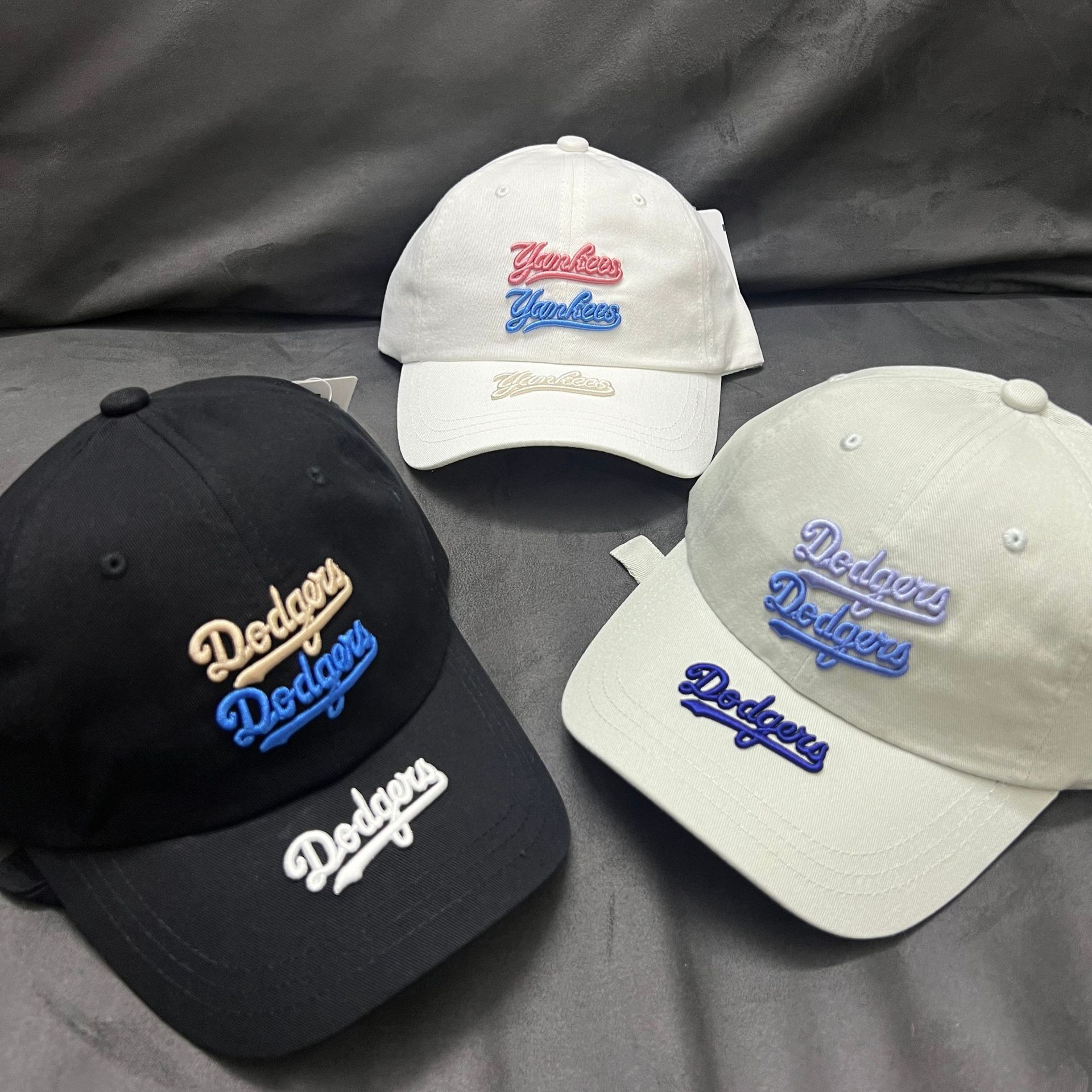 韩国mlb帽子22新款三排刺绣字母棒球帽男女ins同款潮牌弯檐鸭舌帽