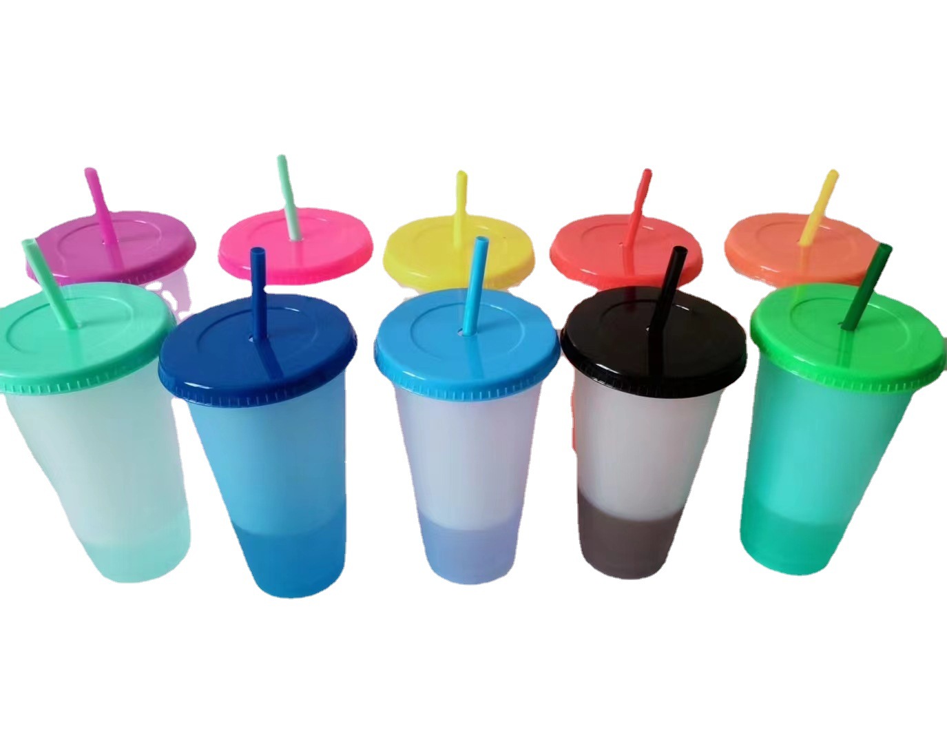 J213 New Pp Cup Temperature-Sensitive Cold Discoloration Cup Large Capacity Cup with Straw Pp Plastic Cup Wholesale Customizable Logo