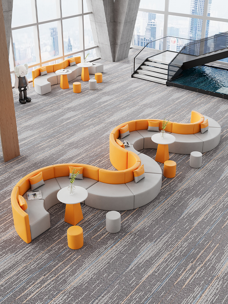 休闲接待沙发休息区创意异形简约现代洽谈会客办公s弧形茶几组合